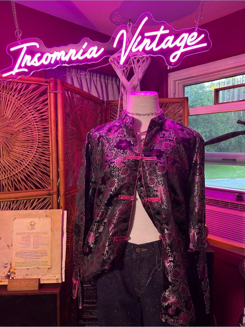 Robert Louis Y2K Black and Fuchsia Brocade Jacket